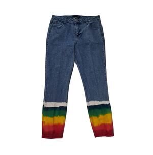 BACCINI Painted Tye Dye Jeans Size10 Mom Jeans Festival Colorful Stretch Denim